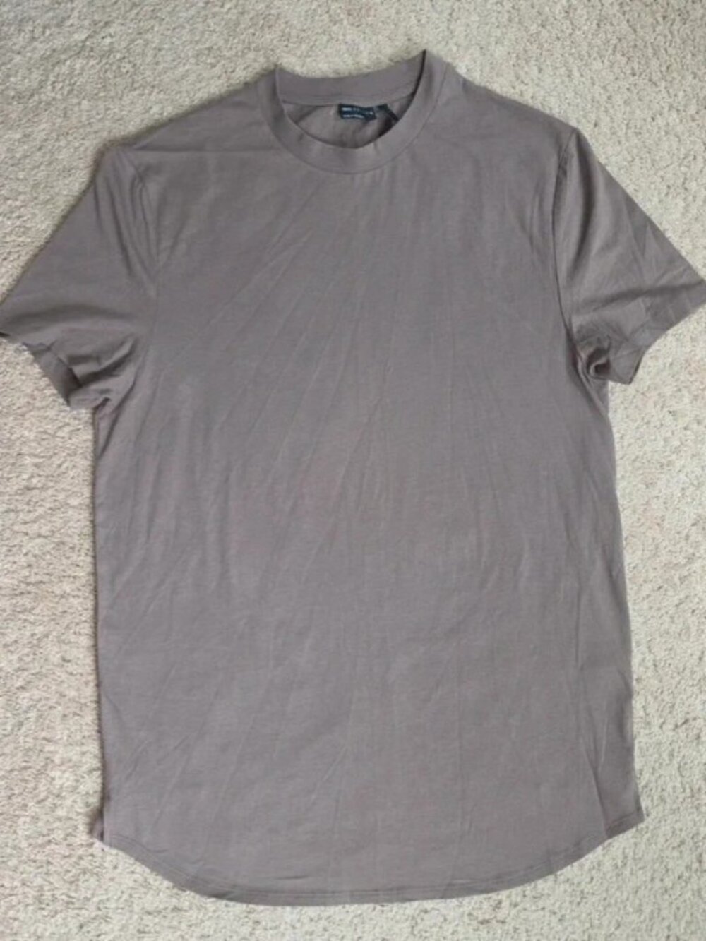ASOS Design Mens Size Large Longline Muscle Fit T-Shirt Curved Hem Brown